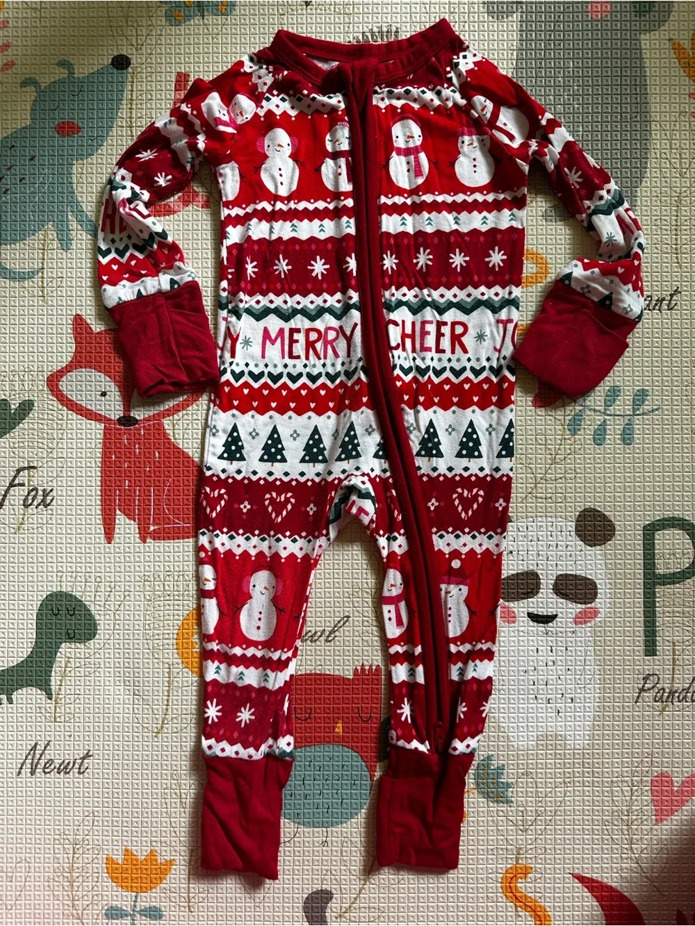 Little Sleepies Red Holiday Snowman Zippy